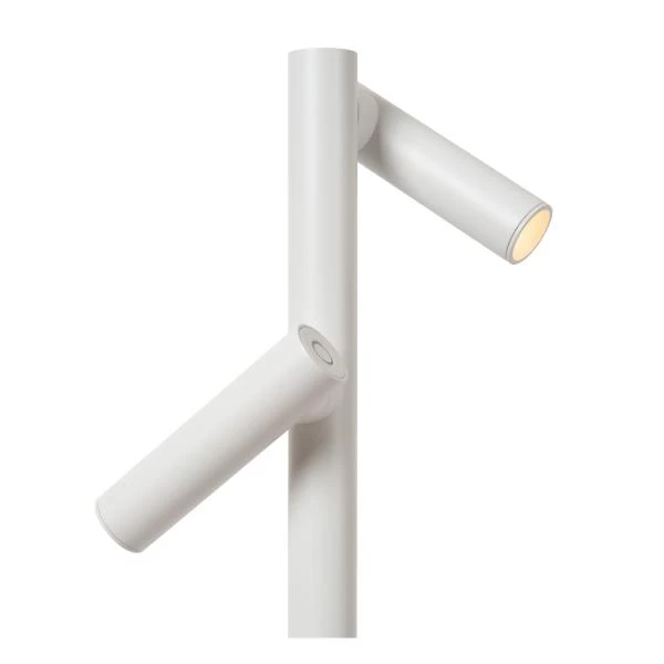 Lucide ANTRIM - Lampadaire / lampe de lecture Rechargeable Intérieur/Extérieur - Batterie/Piles - LED Dim. - 2x2,2W 2700K - IP54 - Avec station de charge sans fil - Blanc - détail 1